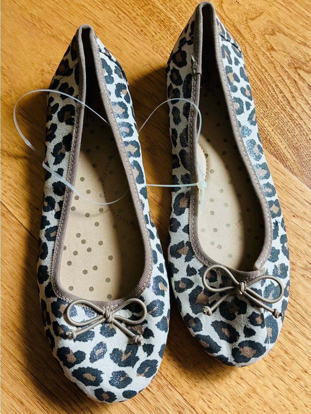 Cat & Jack Leopard Print Ballet Flats - Taupe/Black girls size 5